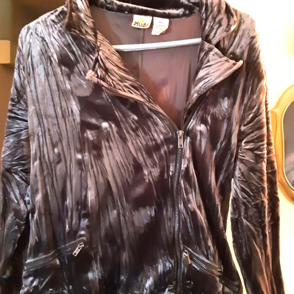 NWT Mudd Kohls Velvet Moto Jacket Juniors XL Womans Large Velour
